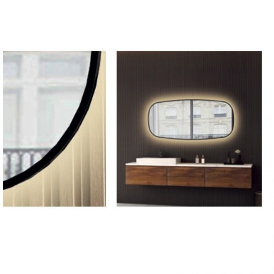 Φωτιζόμενος Καθρέπτης Μπάνιου Led Luminor Zen 50 Με Μεταλλικό Μαύρο Πλαίσιο ZEN50110